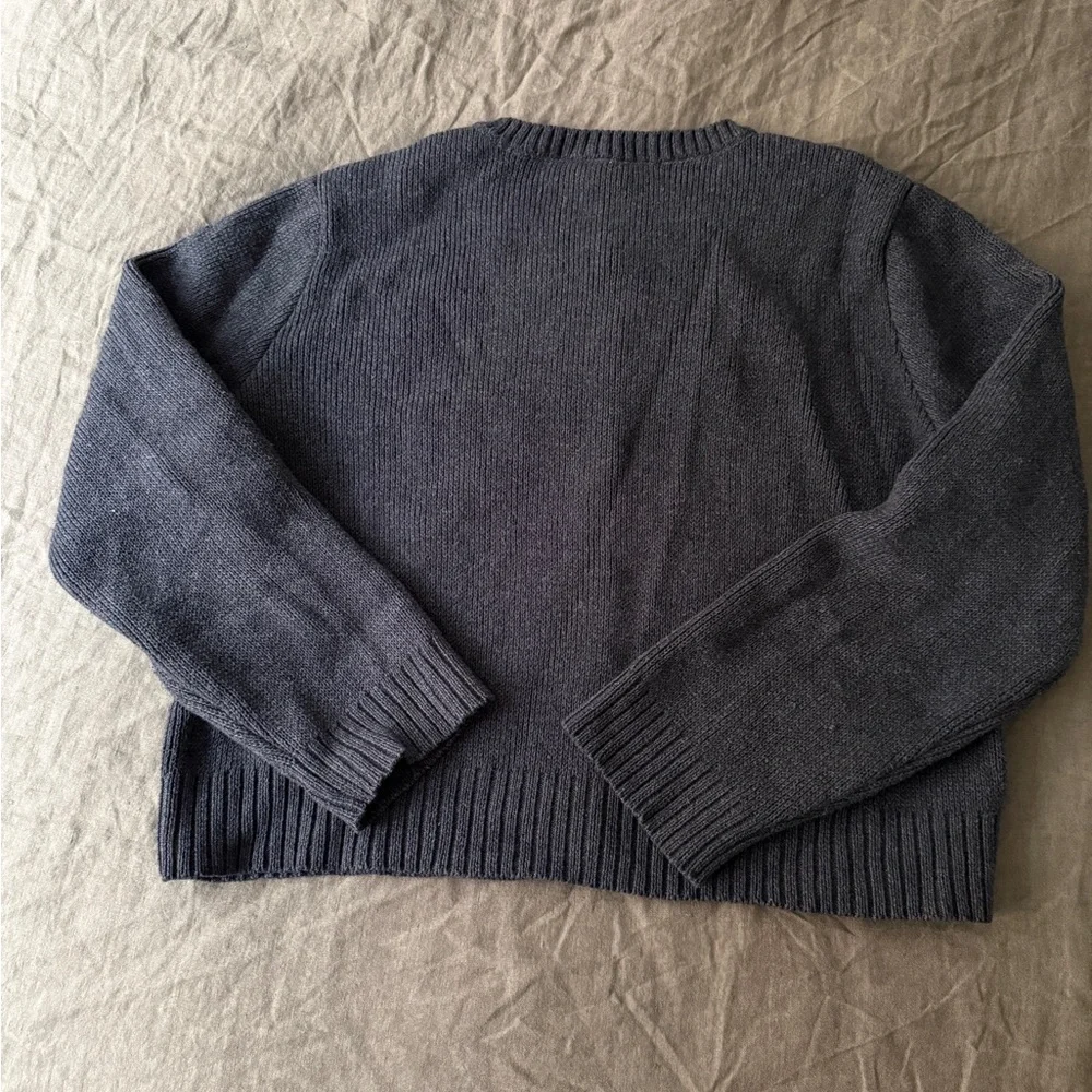 Zara Charcoal Gray Cotton Crewneck Cardigan - Picture 2 of 6